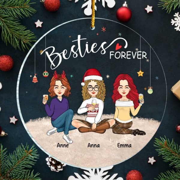 Besties Forever - Personalized Custom Ornament - Acrylic Custom Shaped - Christmas Gift For Best Friends, BFF, Sisters - Image 3
