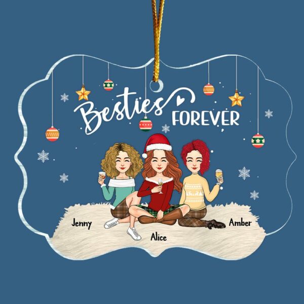 Besties Forever - Personalized Custom Ornament - Acrylic Custom Shaped - Christmas Gift For Best Friends, BFF, Sisters - Image 5