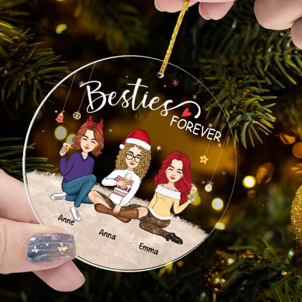 Besties Forever - Personalized Custom Ornament - Acrylic Custom Shaped - Christmas Gift For Best Friends, BFF, Sisters - Image 5