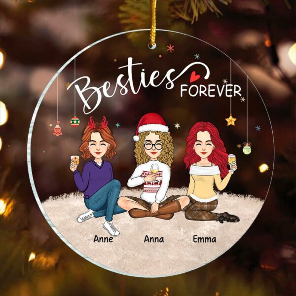 Besties Forever - Personalized Custom Ornament - Acrylic Custom Shaped - Christmas Gift For Best Friends, BFF, Sisters - Image 2