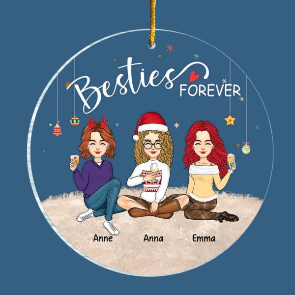Besties Forever - Personalized Custom Ornament - Acrylic Custom Shaped - Christmas Gift For Best Friends, BFF, Sisters - Image 4