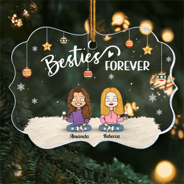 Besties Forever - Personalized Medallion Acrylic Ornament - Image 3