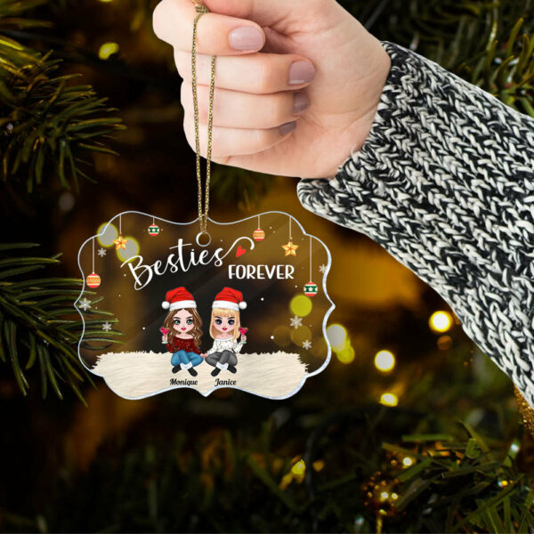 Besties Forever - Personalized Medallion Acrylic Ornament - Image 4