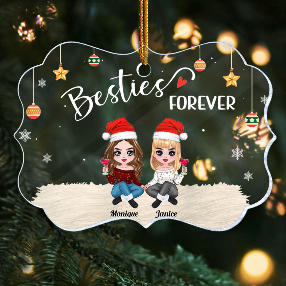 Besties Forever - Personalized Medallion Acrylic Ornament
