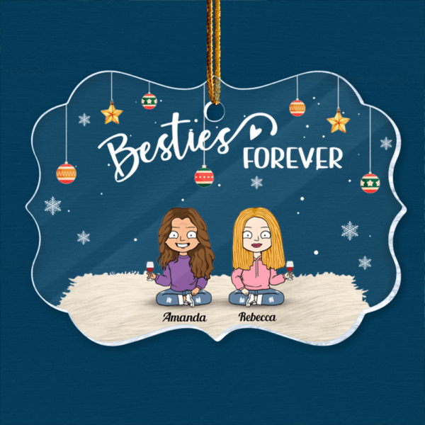 Besties Forever - Personalized Medallion Acrylic Ornament - Image 2