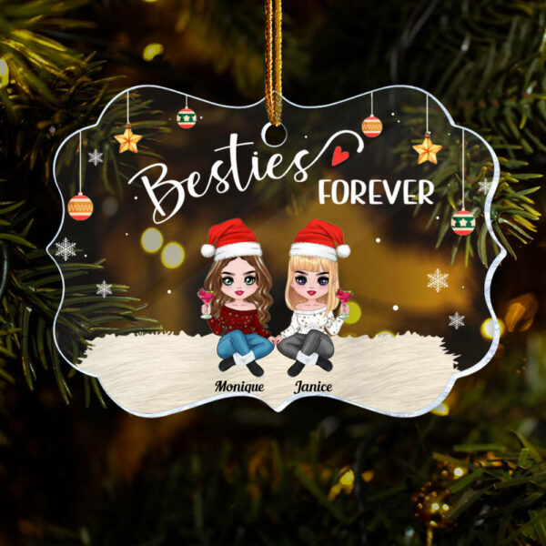 Besties Forever - Personalized Medallion Acrylic Ornament - Image 5