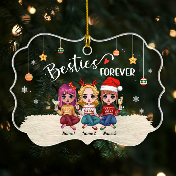 Besties Forever - Personalized Medallion Acrylic Ornament - Image 2