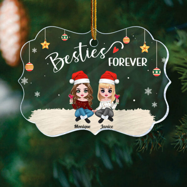 Besties Forever - Personalized Medallion Acrylic Ornament - Image 3