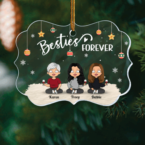 Besties Forever - Personalized Medallion Acrylic Ornament - Image 4