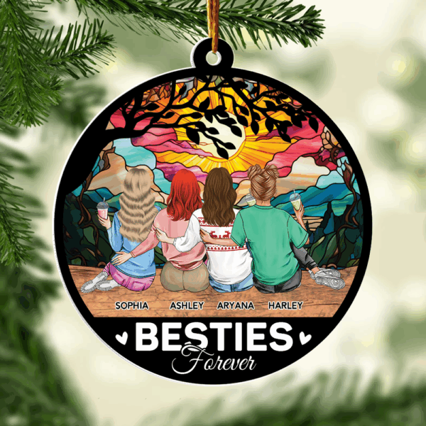 Besties Forever - Personalized Suncatcher Ornament - Image 4