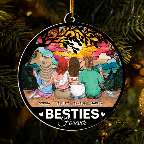 Besties Forever - Personalized Suncatcher Ornament - Image 3