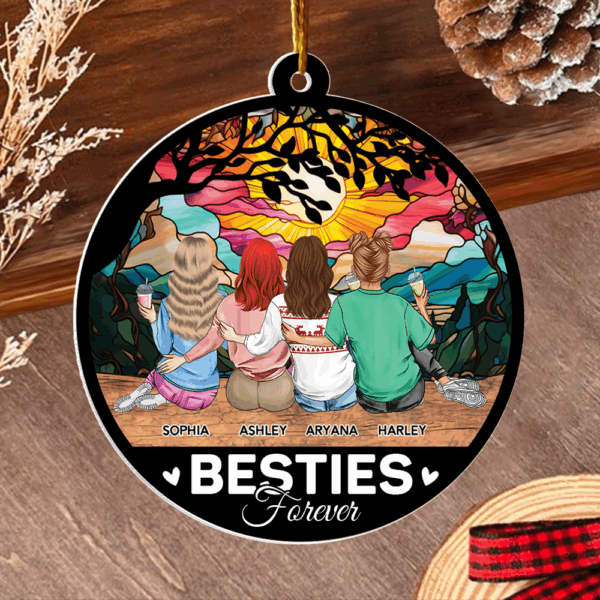 Besties Forever - Personalized Suncatcher Ornament - Image 2