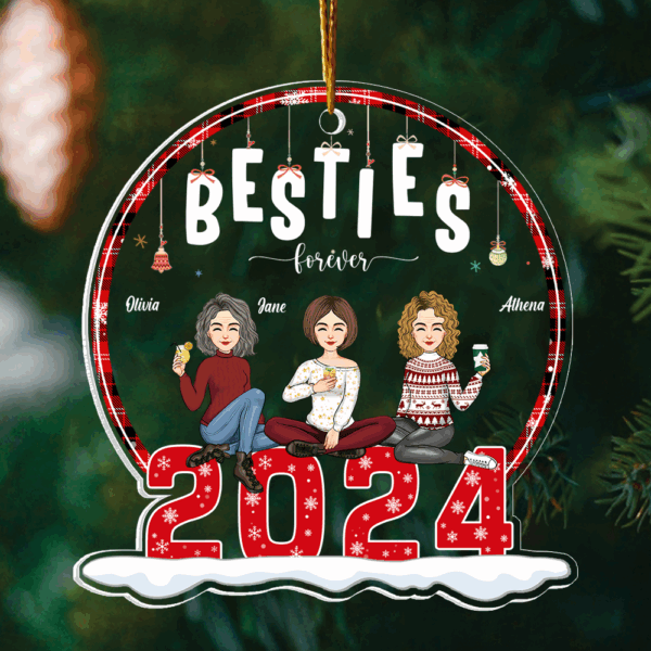 Besties Forever Personalized 2024 Acrylic Ornament
