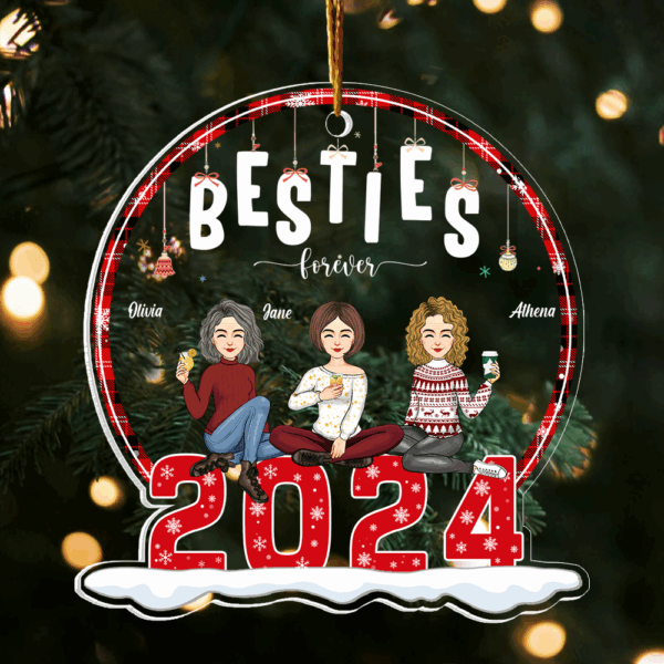 Besties Forever Personalized 2024 Acrylic Ornament - Image 2