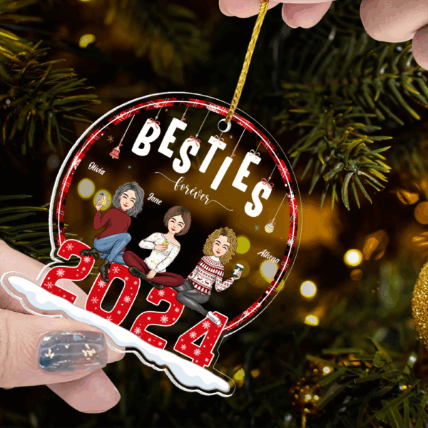 Besties Forever Personalized 2024 Acrylic Ornament - Image 4