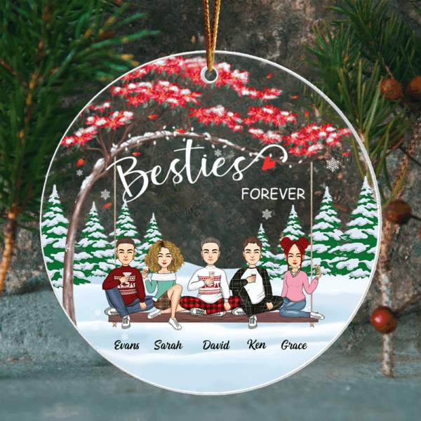 Besties forever Personalized Acrylic Ornament Gift For Best Friends - Image 2