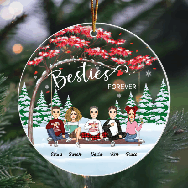 Besties forever Personalized Acrylic Ornament Gift For Best Friends - Image 3