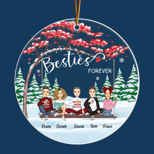 Besties forever Personalized Acrylic Ornament Gift For Best Friends - Image 4