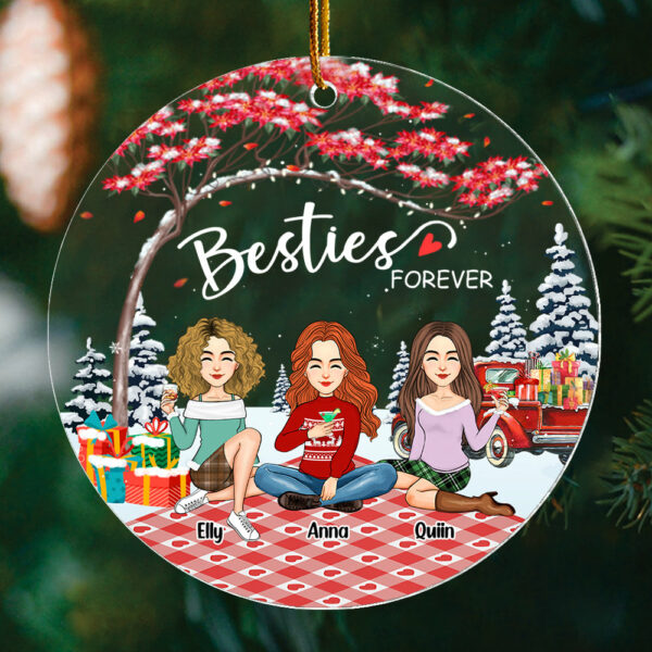 Besties forever Personalized Besties Forever Christmas Acrylic Ornament - Image 2