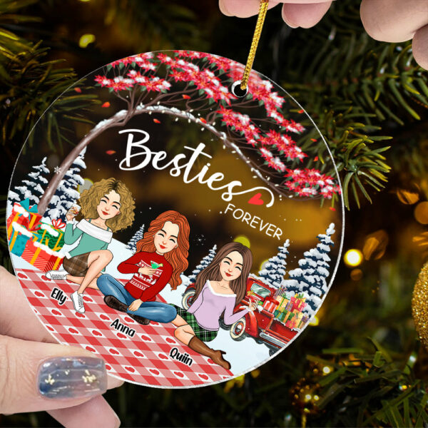 Besties forever Personalized Besties Forever Christmas Acrylic Ornament - Image 3
