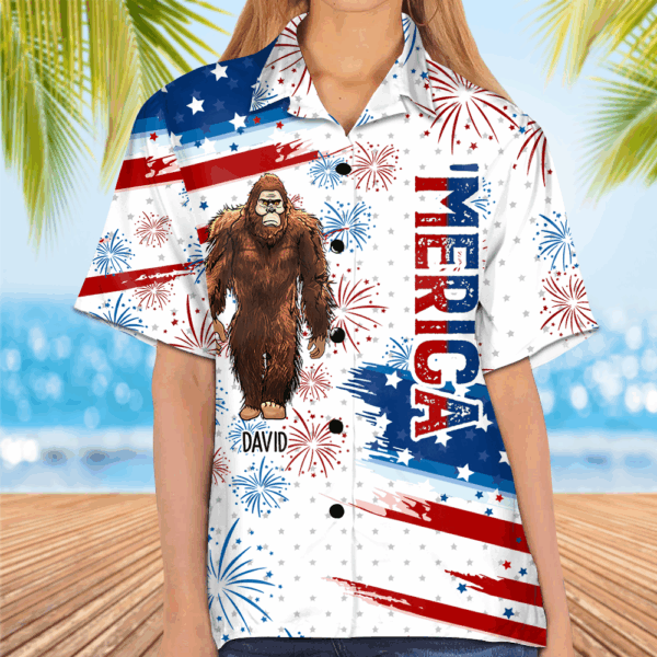 Bigfoot Patriotic - Papasquatch, Like A Grandpa, Just Way More Squatchy - Personalized Bigfoot Patriotic Hawaiian Shirt - Image 6