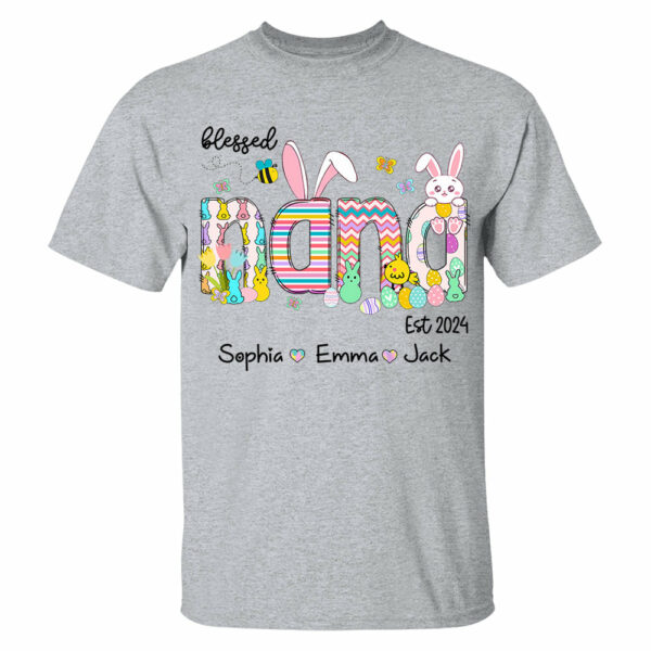 Blessed Grandma - Cute Colorful Easter Shirt - Personalized Nickname Nana Gigi Mimi - Custom Kid Names NA04 - Image 3