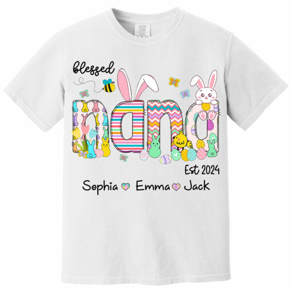 Blessed Grandma - Cute Colorful Easter Shirt - Personalized Nickname Nana Gigi Mimi - Custom Kid Names NA04 - Image 6