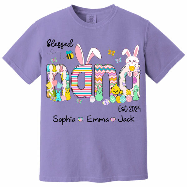 Blessed Grandma - Cute Colorful Easter Shirt - Personalized Nickname Nana Gigi Mimi - Custom Kid Names NA04 - Image 9
