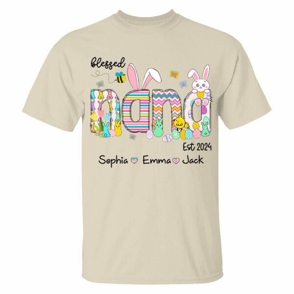 Blessed Grandma - Cute Colorful Easter Shirt - Personalized Nickname Nana Gigi Mimi - Custom Kid Names NA04 - Image 4