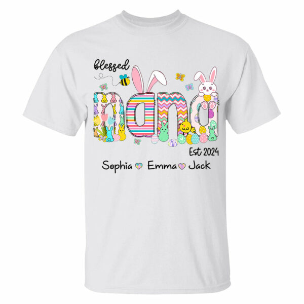 Blessed Grandma - Cute Colorful Easter Shirt - Personalized Nickname Nana Gigi Mimi - Custom Kid Names NA04 - Image 2