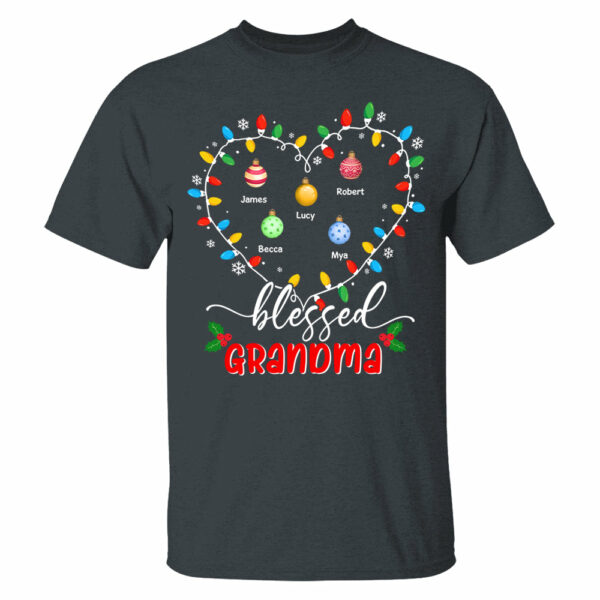 Blessed Grandma Christmas Lights - Personalized Custom T Shirt - Christmas, Loving, Funny Gift for Grandma/Nana/Mimi, Mom, Wife, Grandparent - Image 3