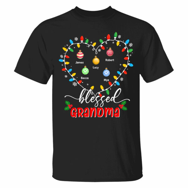 Blessed Grandma Christmas Lights - Personalized Custom T Shirt - Christmas, Loving, Funny Gift for Grandma/Nana/Mimi, Mom, Wife, Grandparent - Image 2