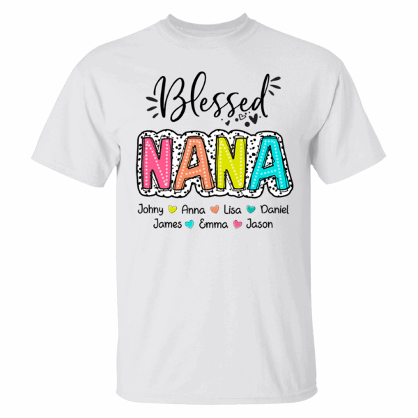 Blessed Nana Dalmatian Dots Shirt, Custom Grandma And Kids, Mother's Days Gift - Image 2