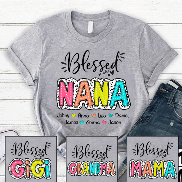 Blessed Nana Dalmatian Dots Shirt, Custom Grandma And Kids, Mother's Days Gift