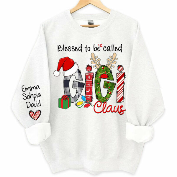 Blessed to be called Gigi Claus - Personalized Grandma With Grandkids Name Shirt - Image 2