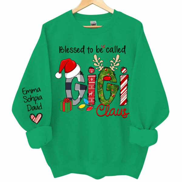 Blessed to be called Gigi Claus - Personalized Grandma With Grandkids Name Shirt - Image 5