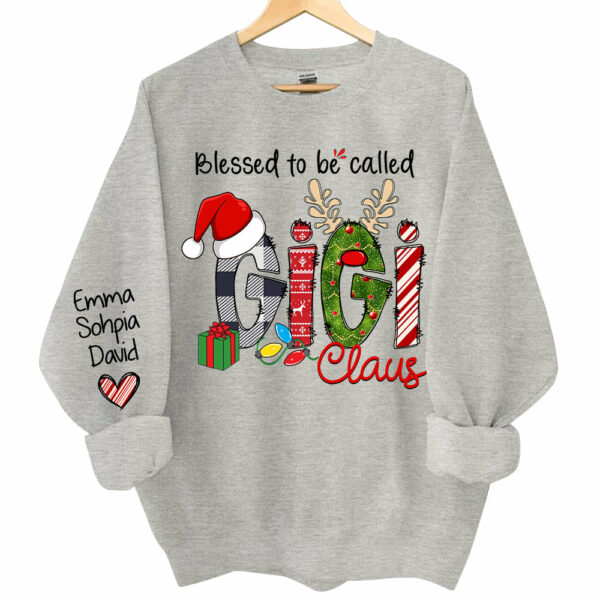 Blessed to be called Gigi Claus - Personalized Grandma With Grandkids Name Shirt - Image 4