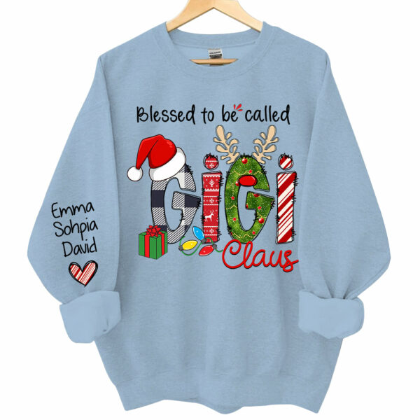 Blessed to be called Gigi Claus - Personalized Grandma With Grandkids Name Shirt - Image 6