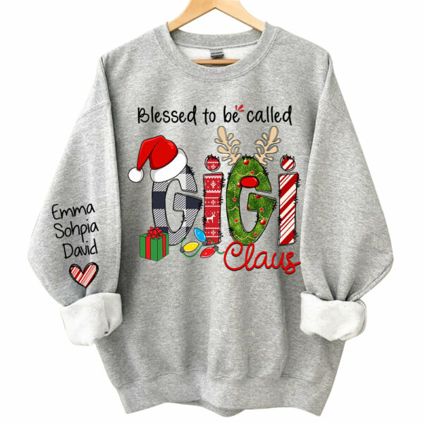 Blessed to be called Gigi Claus - Personalized Grandma With Grandkids Name Shirt - Image 3
