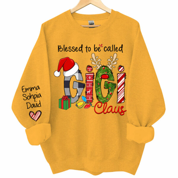 Blessed to be called Gigi Claus - Personalized Grandma With Grandkids Name Shirt - Image 7