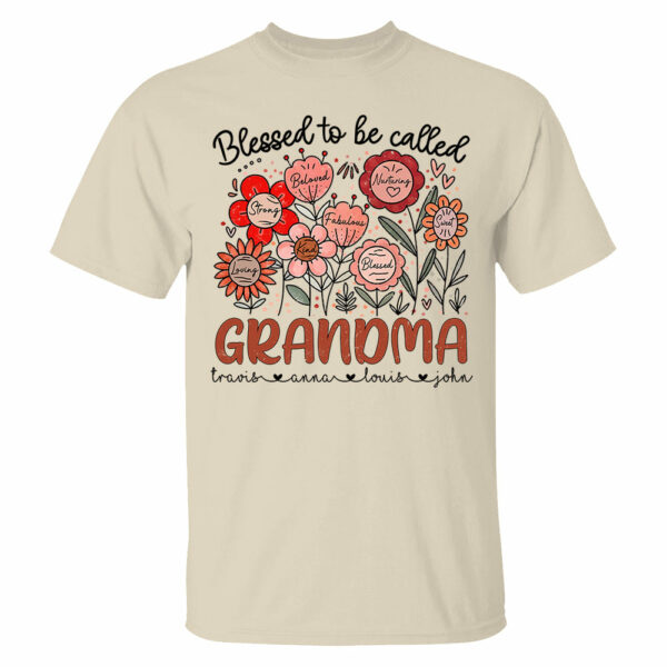 Blessed To Be Called Grandma - Personalized Floral Shirt For Grandma - Custom Kid Names NA04 - Image 4