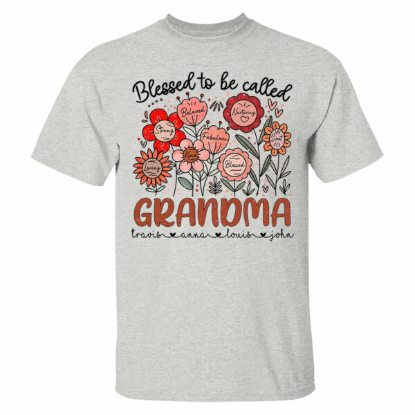 Blessed To Be Called Grandma - Personalized Floral Shirt For Grandma - Custom Kid Names NA04 - Image 3