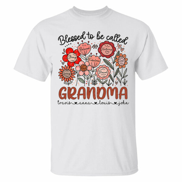 Blessed To Be Called Grandma - Personalized Floral Shirt For Grandma - Custom Kid Names NA04 - Image 2