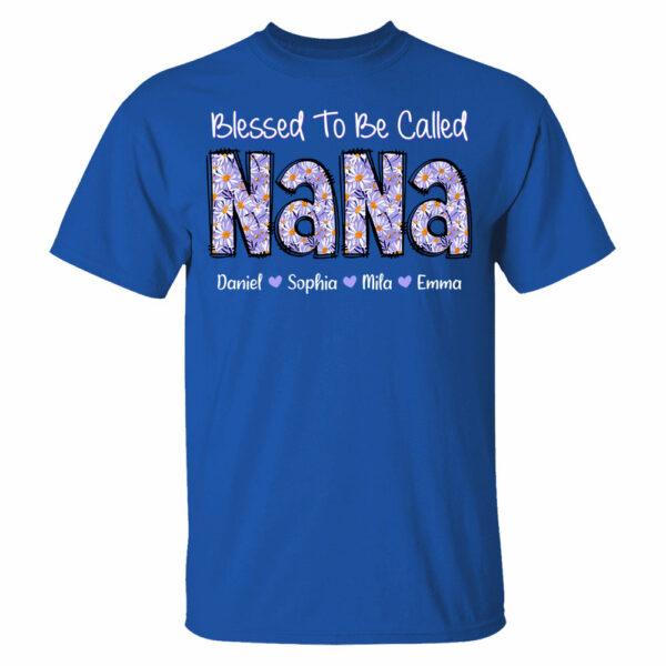 Blessed To Be Called NaNa, Custom Nana Purple Daisy With Grandkids Mother's Day T-Shirt T1807 - Image 6