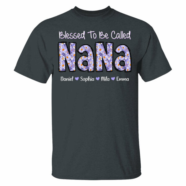 Blessed To Be Called NaNa, Custom Nana Purple Daisy With Grandkids Mother's Day T-Shirt T1807 - Image 4