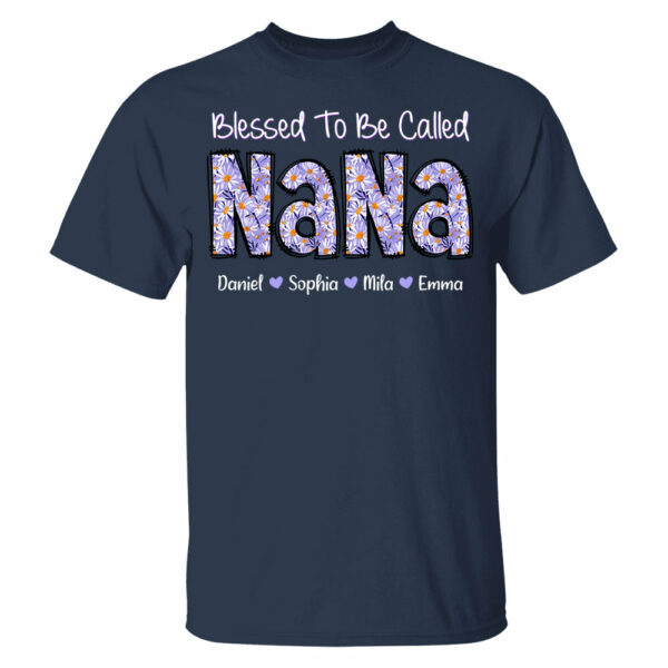Blessed To Be Called NaNa, Custom Nana Purple Daisy With Grandkids Mother's Day T-Shirt T1807 - Image 5