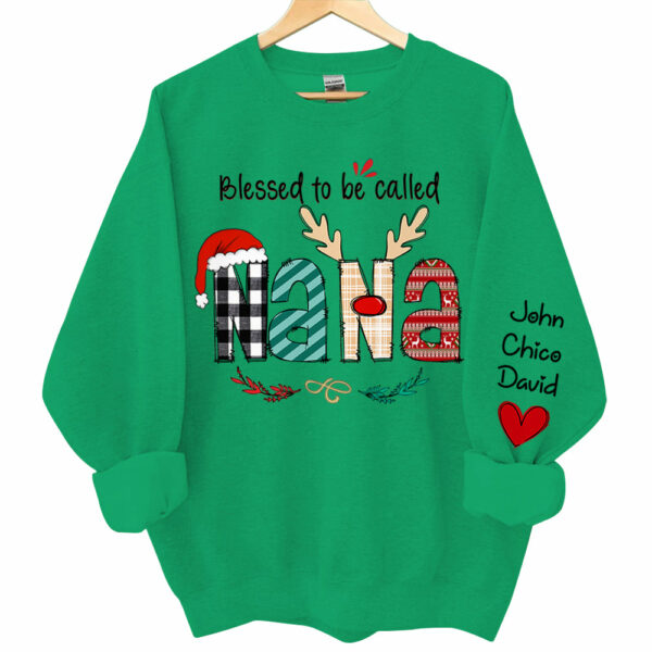 Blessed To Be Called Nana Personalized Sweatshirt - Custom Grandma and Grandkids Christmas Shirt - Image 9