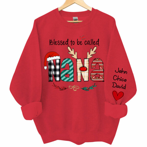 Blessed To Be Called Nana Personalized Sweatshirt - Custom Grandma and Grandkids Christmas Shirt - Image 10