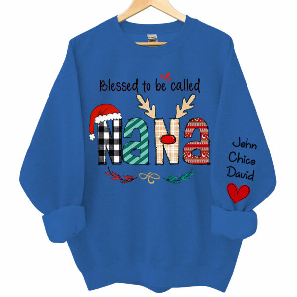 Blessed To Be Called Nana Personalized Sweatshirt - Custom Grandma and Grandkids Christmas Shirt - Image 7