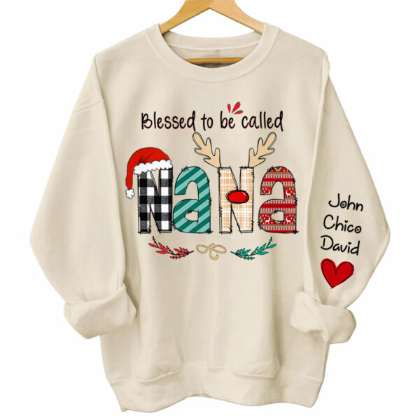 Blessed To Be Called Nana Personalized Sweatshirt - Custom Grandma and Grandkids Christmas Shirt